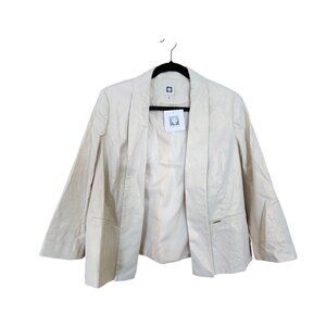 Anne Klein Womens Metallic Blazer Jacket Large L Shimmery Gold Lightweight Open